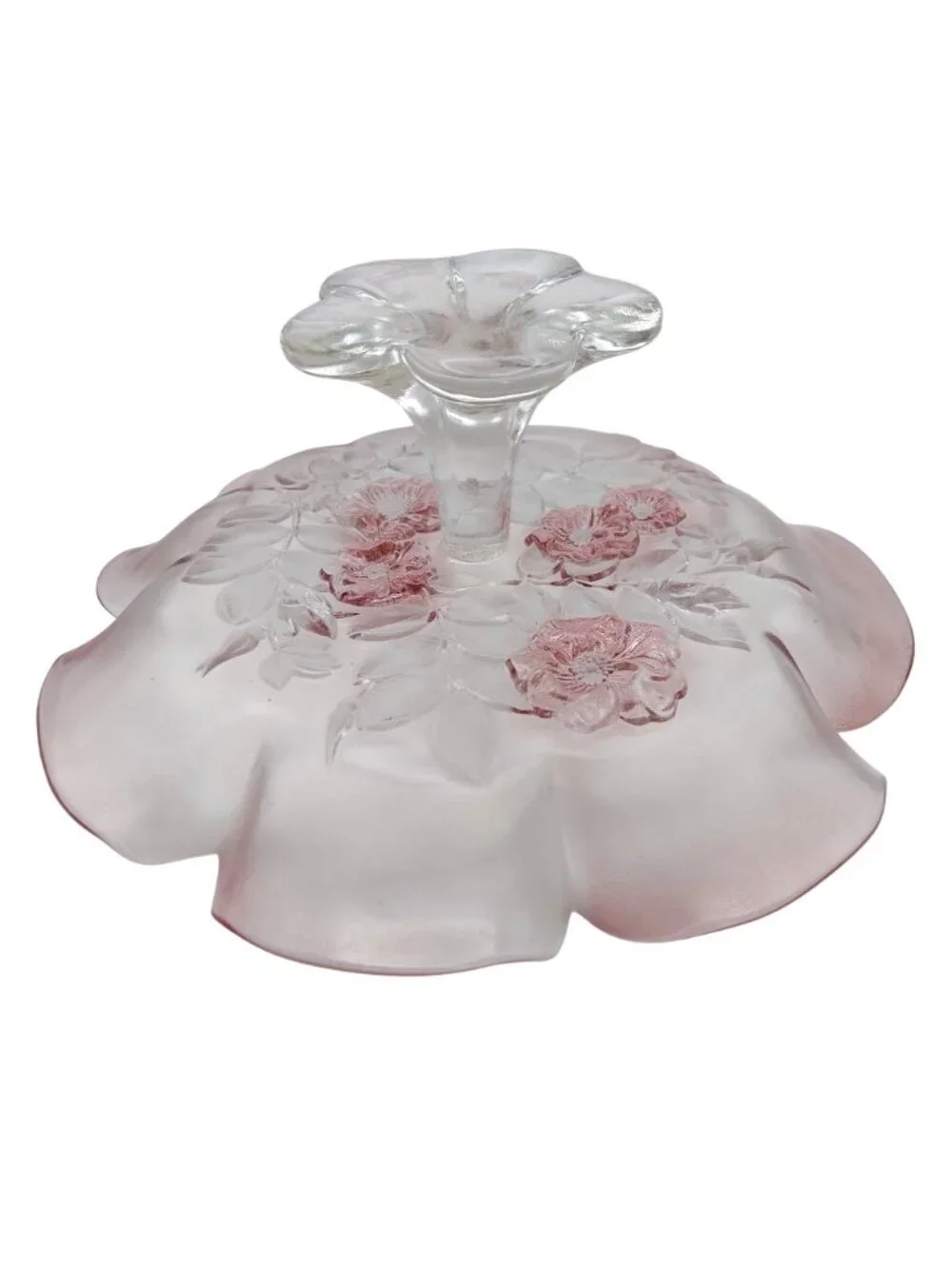 Mikasa Rosella Crystal Cake Stand Pedestal Floral Walther West Germany Vintage